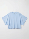T-shirt court manches drapées - Bleu Zen
