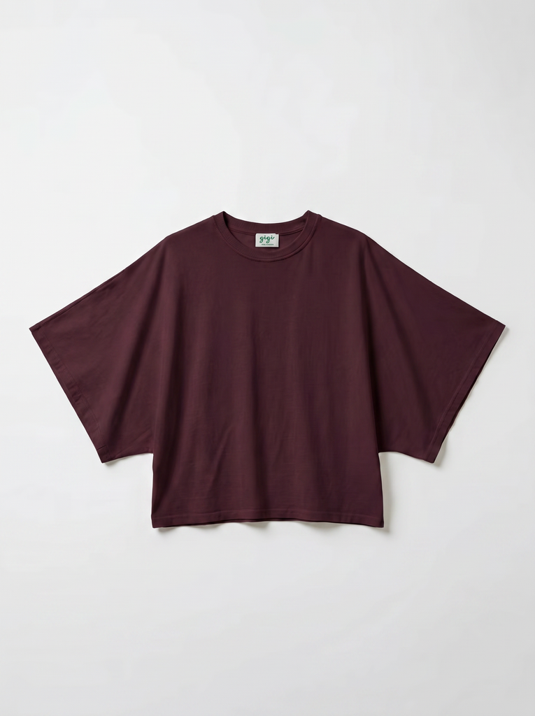 T-shirt court manches drapées - Açaï