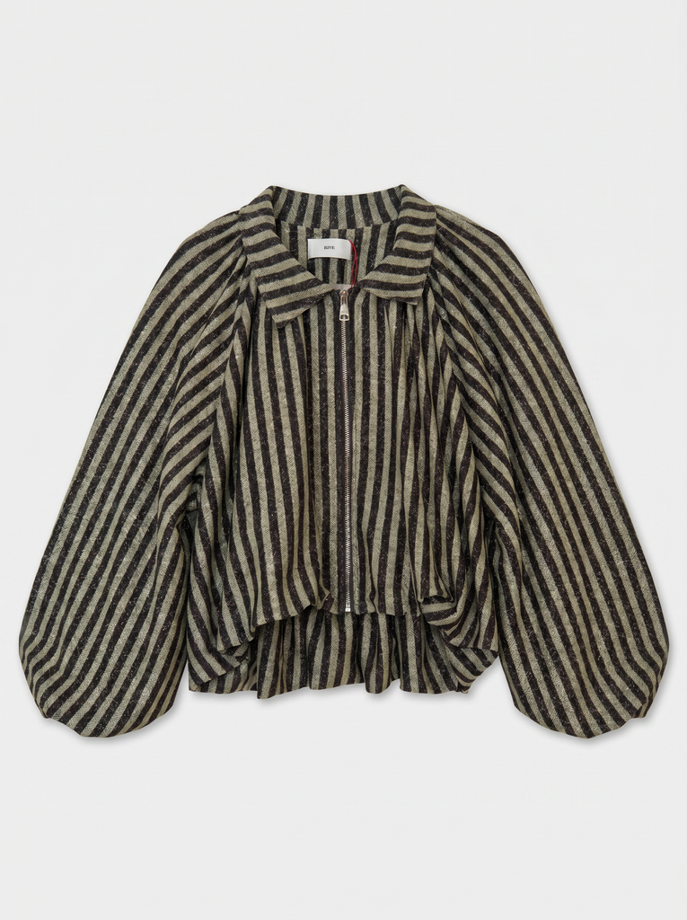 Blouson zippé manches ballon - Beige