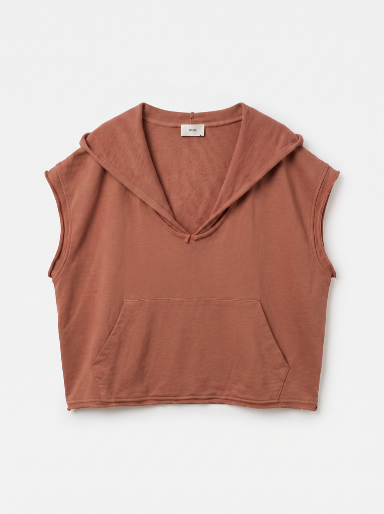 Sweat à capuche sans manches délavé - Chêne