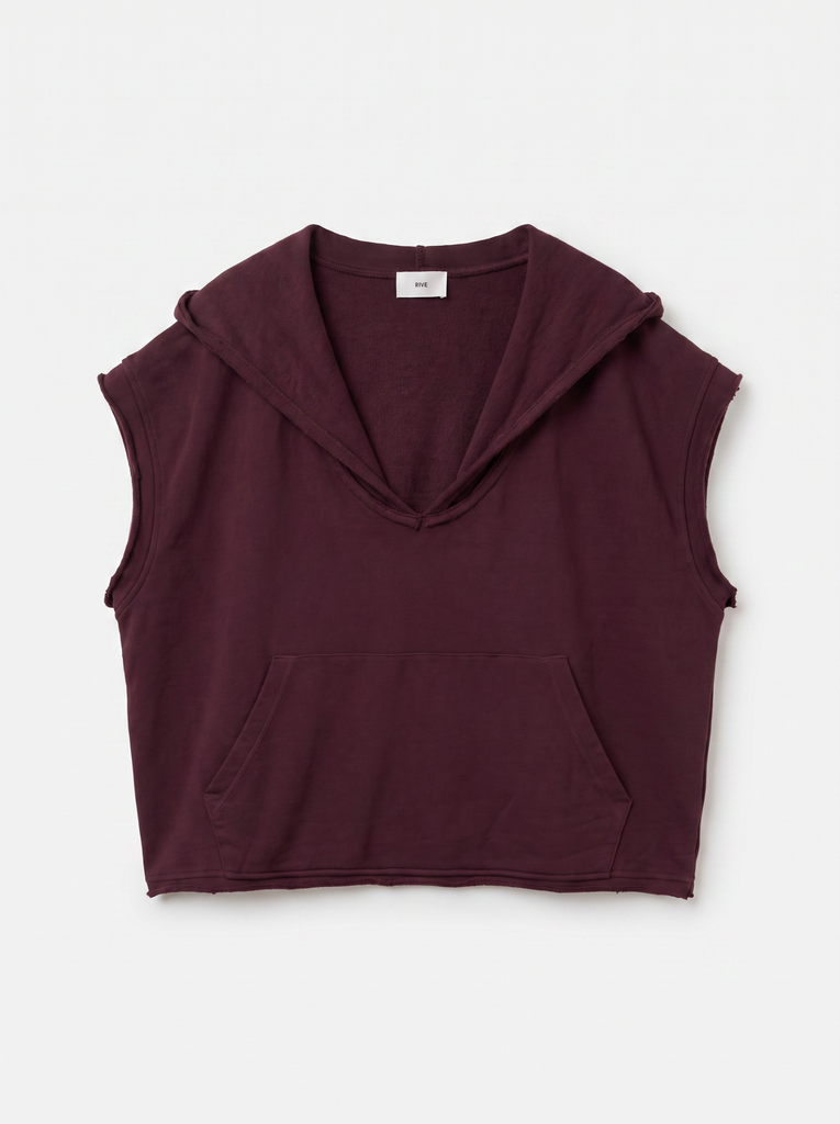 Sweat à capuche sans manches délavé - Açaï