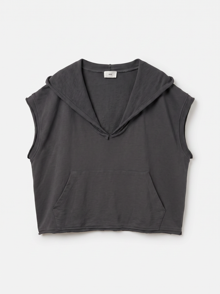 Sweat à capuche sans manches délavé - Gris fumé