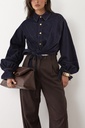 Chemise courte en jean à nouer - Bleu brut