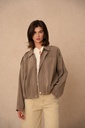 Blouson zippé en coton délavé - Taupe