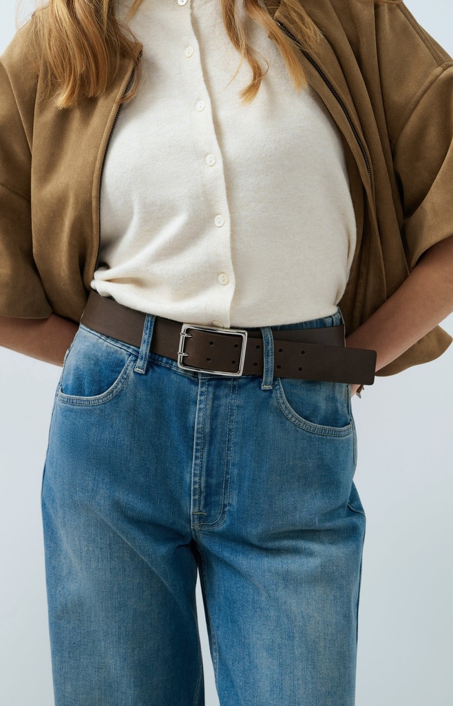 Ceinture en cuir avec boucle - YAYA - Black