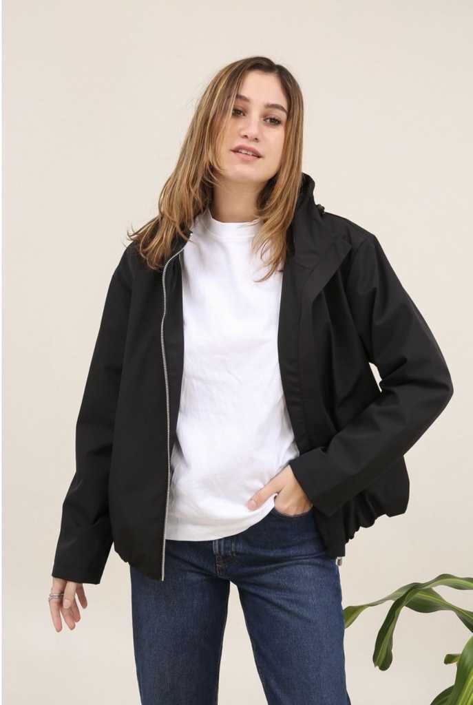 [6099-noir-L] Veste courte à capuche - Noir (L)