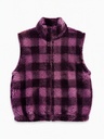 Gilet sherpa à carreaux - Acai et vieux rose