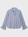 Blouse rayée col à volants - Rayé bleu