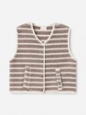 Gilet sherpa rayé - Beige et fango