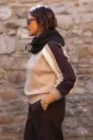 Cagoule en maille à cordons - Chocolat