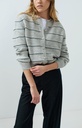 Cardigan rayé en maille avec lien à nouer - YAYA - Medium Grey Melange