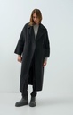 Manteau extra-long en laine mélangée et à la coupe oversize - YAYA - Hole Black Melange