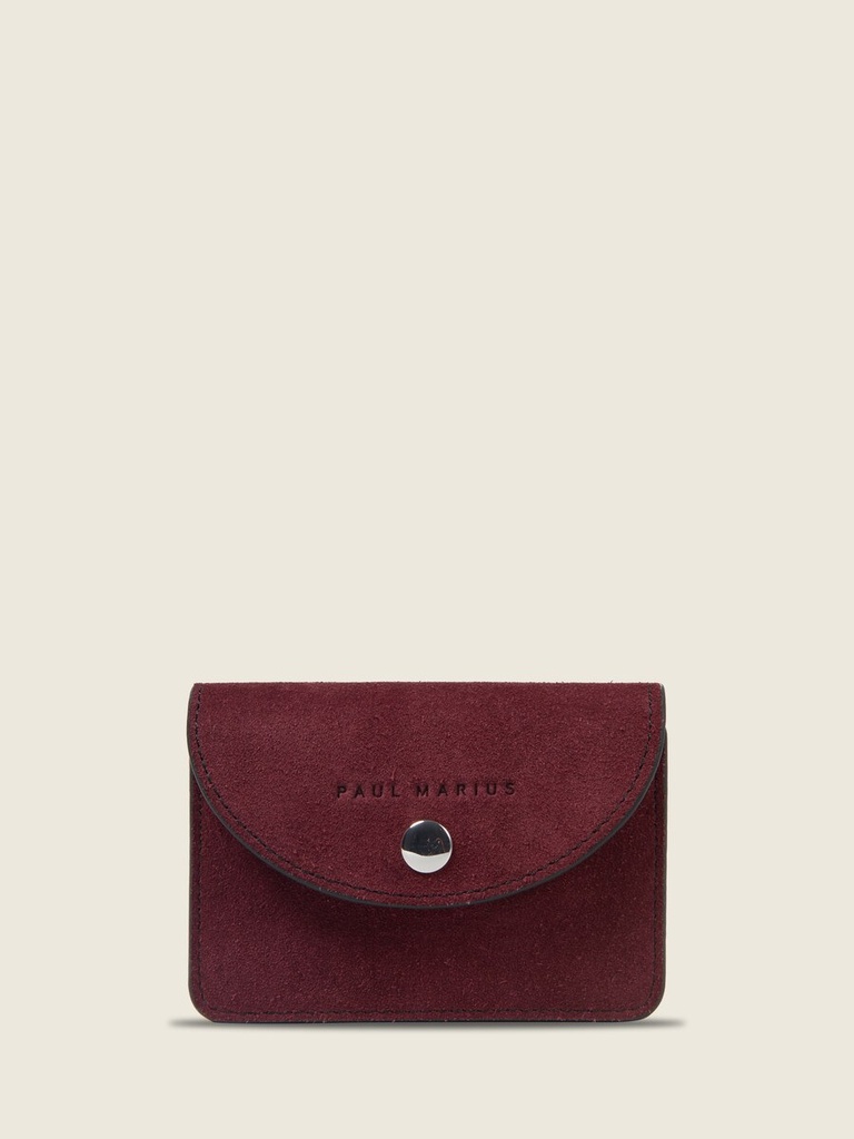 Porte-monnaie en cuir de vachette suédé Aubergine Velours - Basile