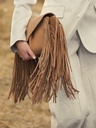 Suzon M Folk Havane - sac bandoulière à franges cuir marron pour femme