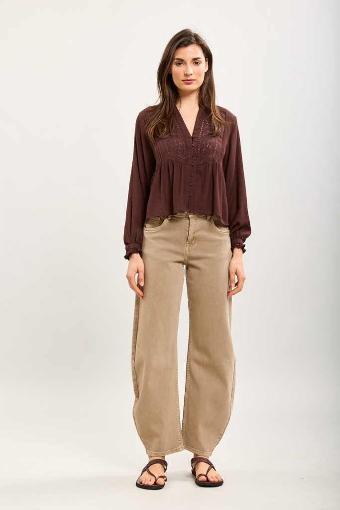 Jeans barrel - TX - beige taupe