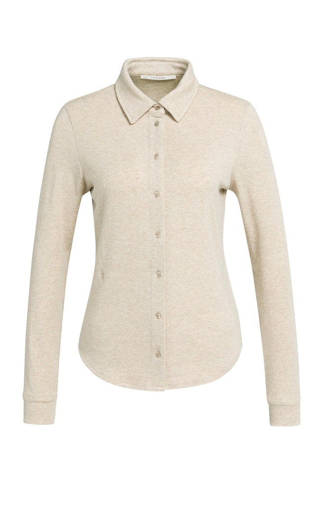 Chemisier en jersey chiné avec col - YAYA - Pure Cashmere Grey Melange