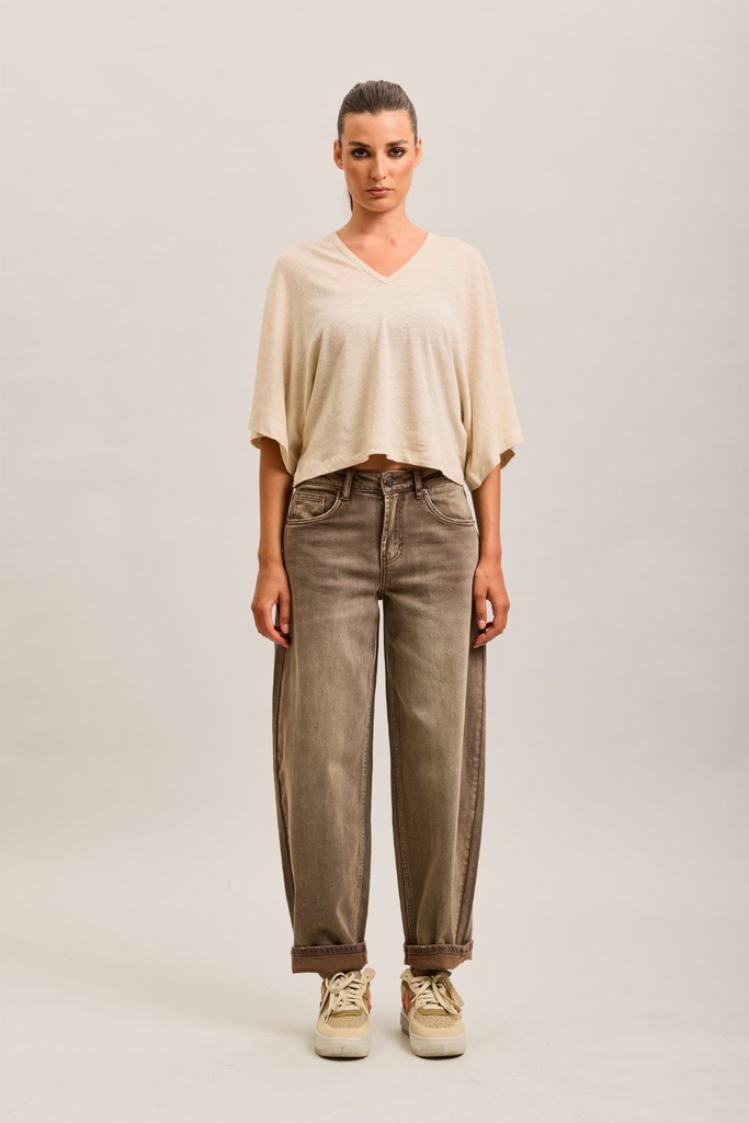 Jeans ballon - taupe délavé