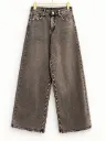 Jeans wide leg taille ajustable délavé