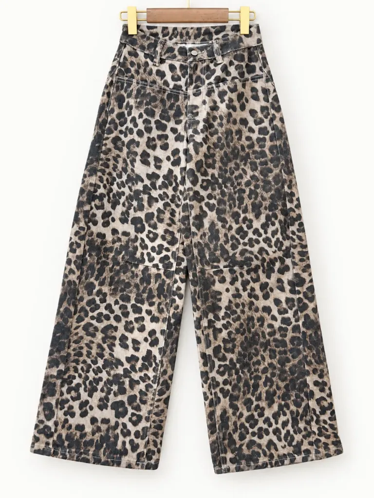 Jeans wide leg imprimé - Leopard
