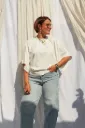 T-shirt en coton manches drapées - blanc