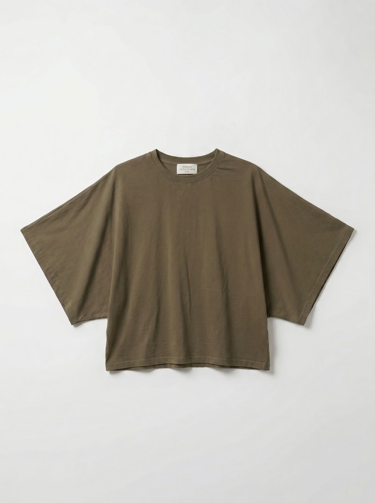 T-shirt en coton manches drapées - Kaki Hunter