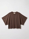 T-shirt en coton manches drapées - Chocolat
