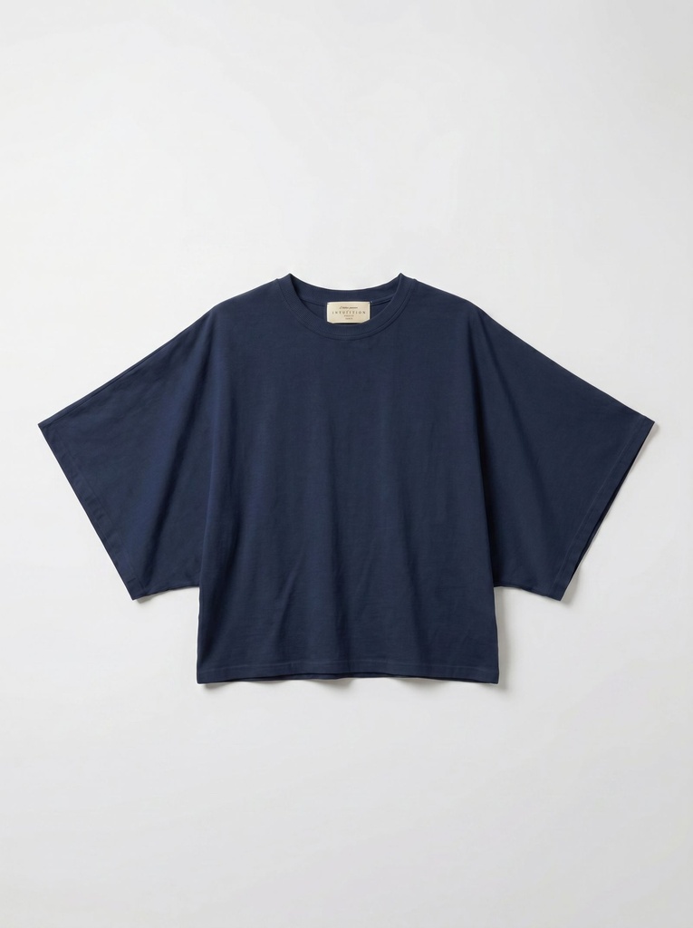 T-shirt en coton manches drapées - bleu nuit