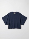 T-shirt en coton manches drapées - bleu nuit