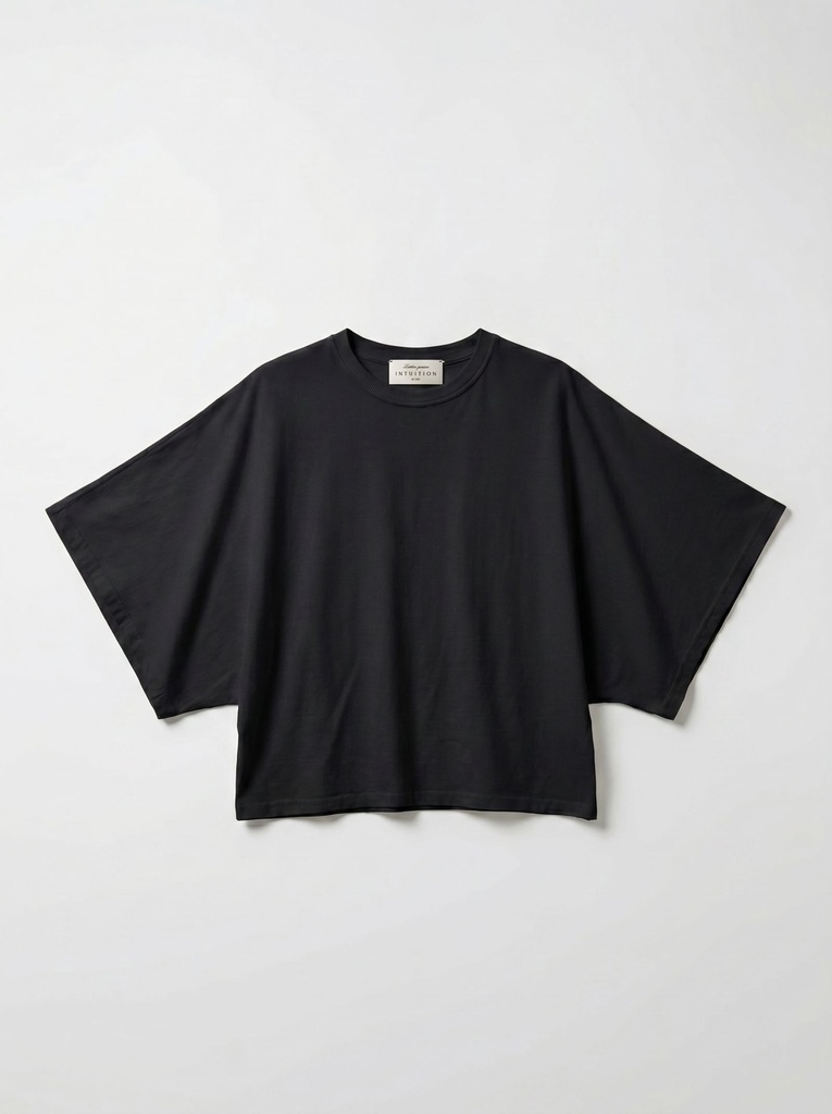 T-shirt en coton manches drapées - noir