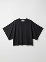 T-shirt en coton manches drapées - noir