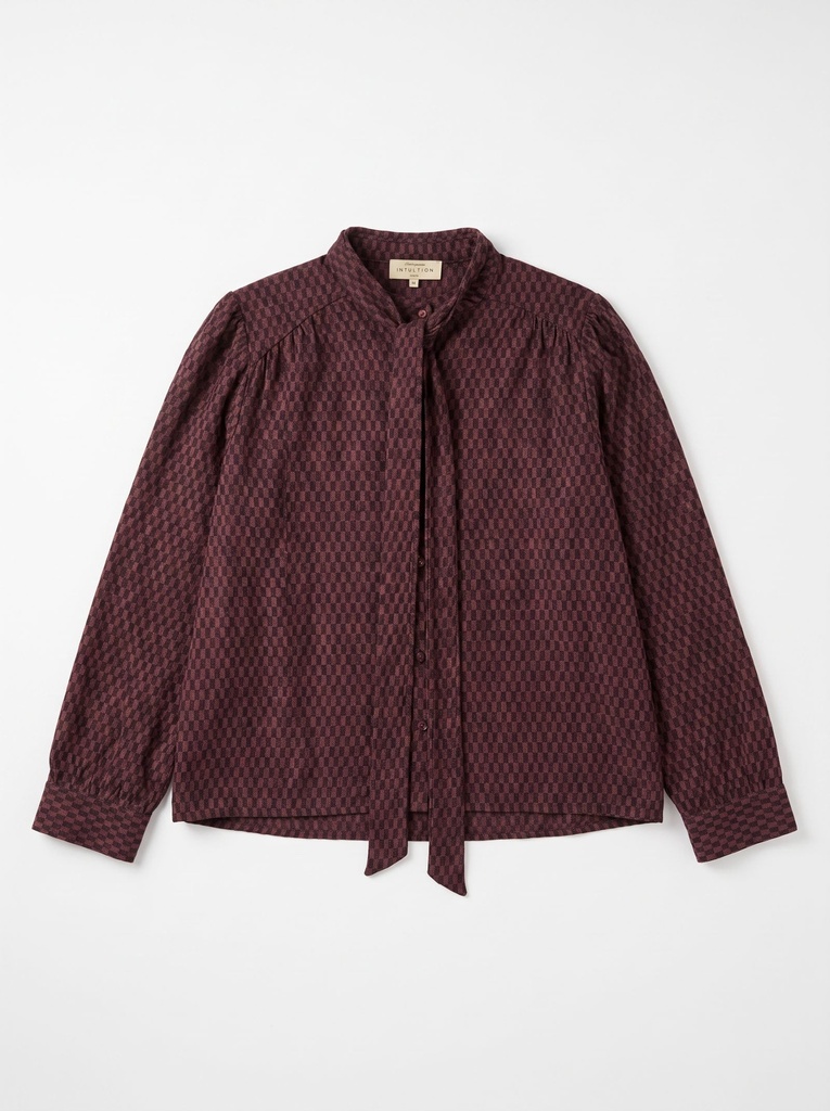 Chemise en coton imprimée col lavallière- Scalogno