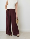 Pantalon de tailleur à nouer avec élastique au dos - Tara - Bordeaux