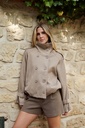 Manteau court col entonnoir double boutonnage - Taupe
