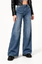 Jeans large taille haute - Lila - Bleu