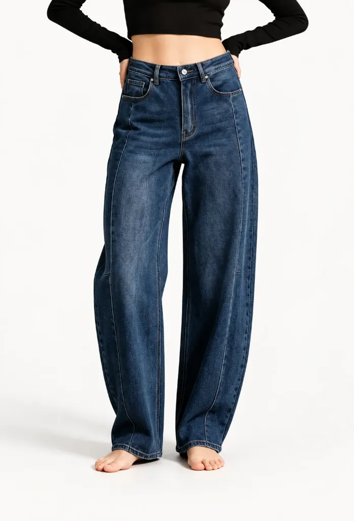 Jeans ballon coutures devant - baya - Bleu foncé