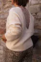Pull dos dentelle - Col rond - Écru