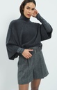 Pull à larges manches, col montant - YAYA - Dark Anthracite Melange