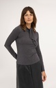 Haut manches longues à col foulard - YAYA - Pavement Grey Melange