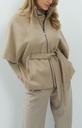 Veste poncho à col côtelé et ceinture assortie - YAYA - Pure Cashmere Grey Melange