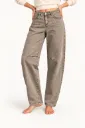Jeans ballon découpe genou - Taupe
