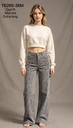 Jeans dad fit extra long imprimé léopard - Gris