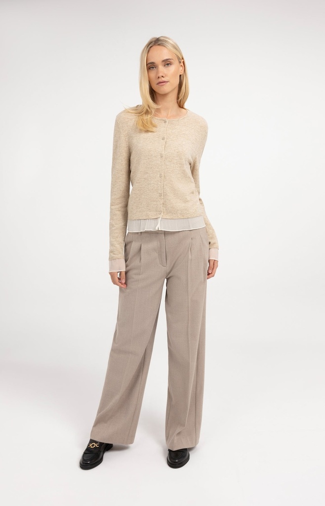 Pantalon souple, coupe large - YAYA - Beige Melange