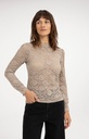 Haut en dentelle à manches longues et col montant - YAYA - Pure Cashmere Grey