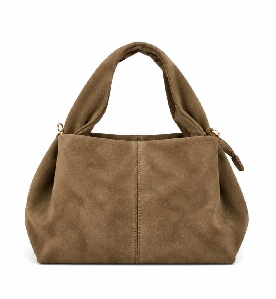 Sac à main en suédine anses nouées - Taupe