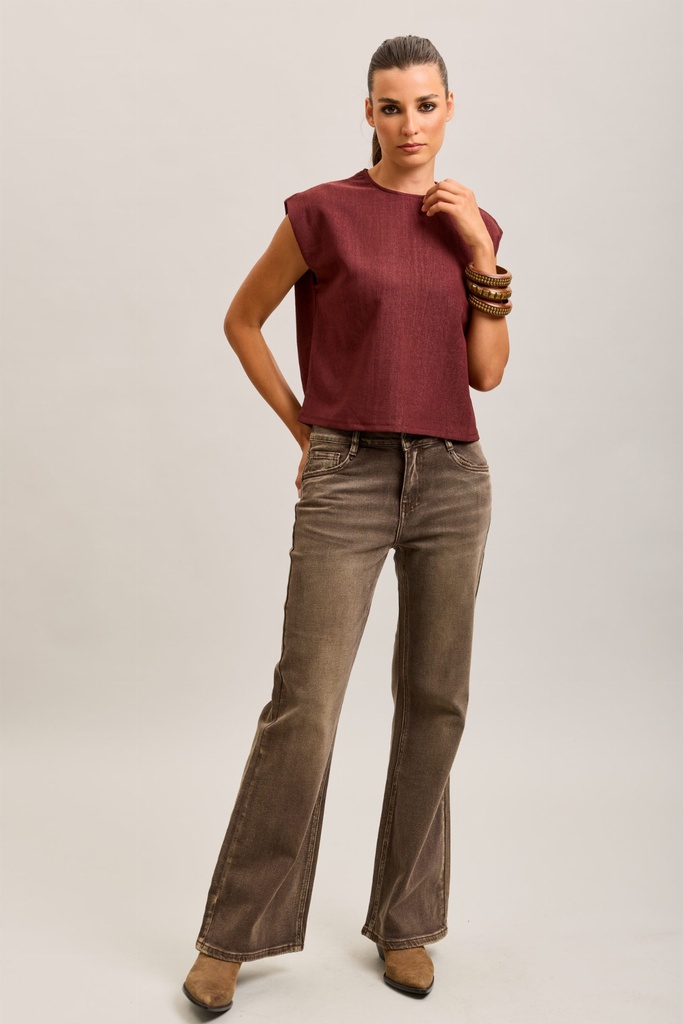 Jeans droit - Marron délavé