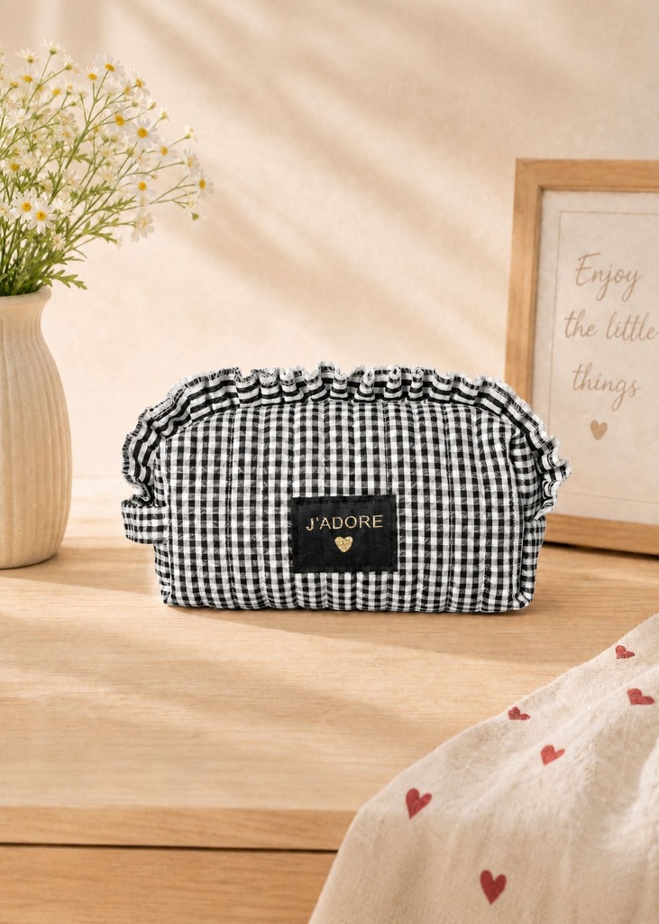 Trousse vichy à volants - J'adore - Noir