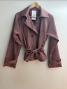 Veste croisée à carreaux ceinturée - Bordeaux