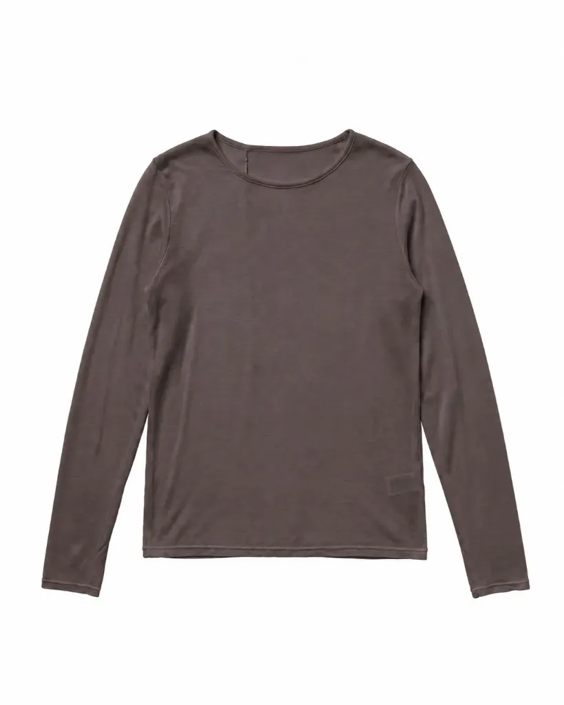 Blouse seconde peau manches longues fin en modal - Taupe