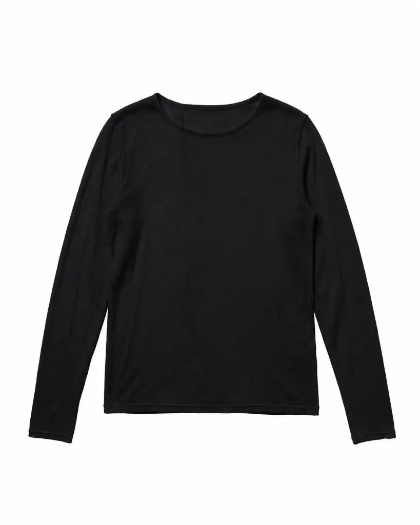 Blouse seconde peau manches longues fin en modal - Noir