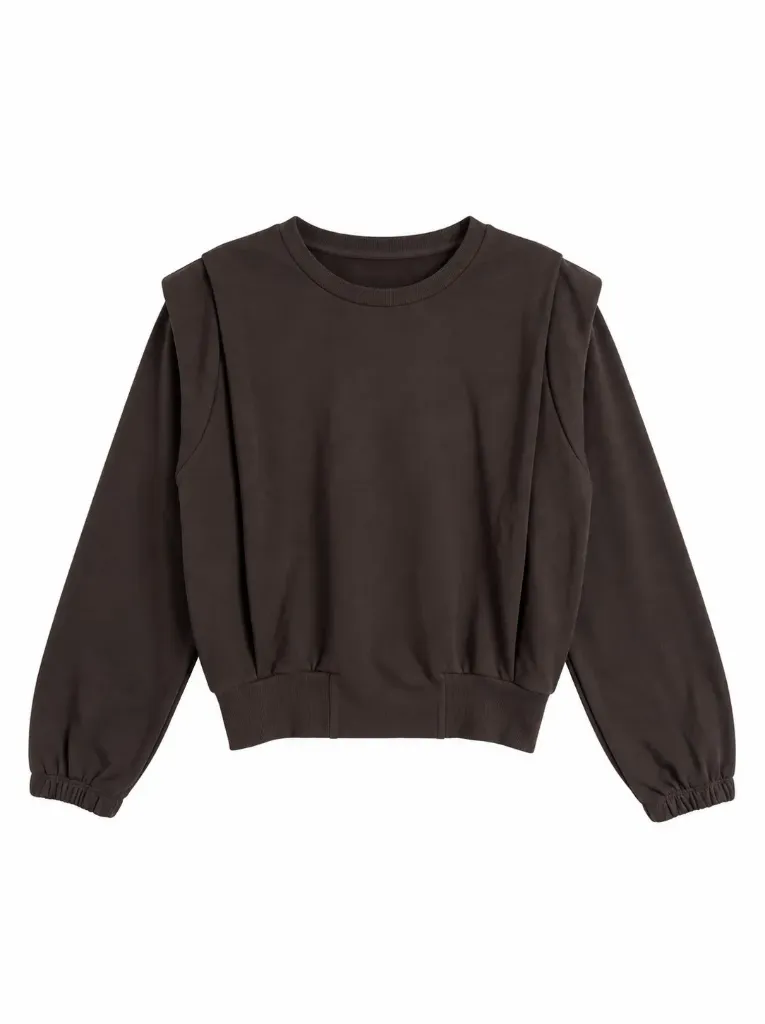 Sweat à pinces épaulettes - Brun foncé